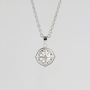 可转动指南针吊坠男士中性ins情侣个性嘻哈街头搭配项链男女配饰