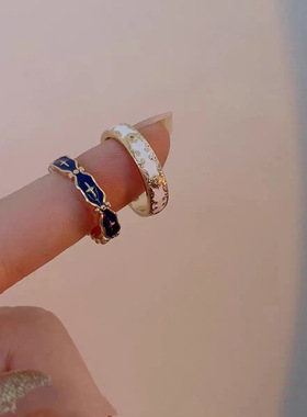 气质珐琅戒指女小众设计ins