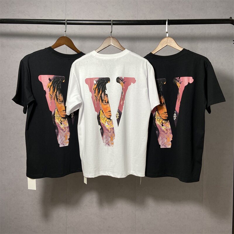 Vlone x Juice WRLD合作款大V人物印花高街嘻哈男女宽松短袖