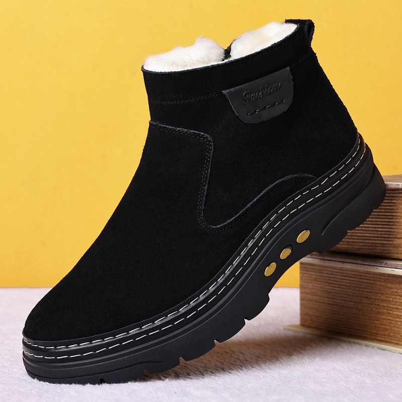 东北雪地靴男皮毛一体冬季加厚羊毛棉鞋防寒真皮休闲棉靴防滑短靴