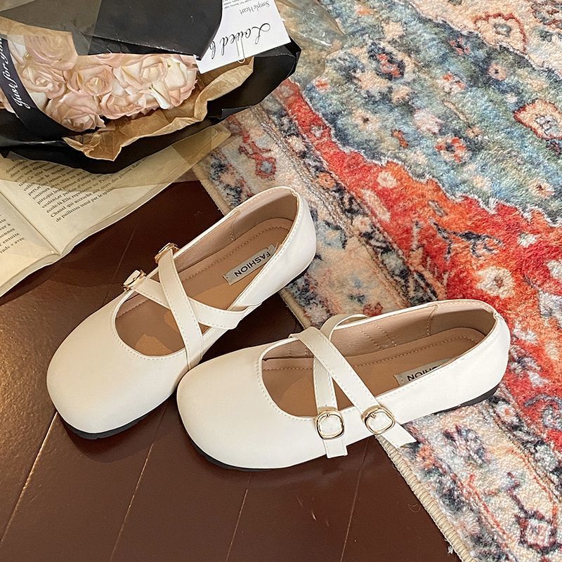 单鞋法式晚晚鞋圆头交叉扣带温柔风玛丽珍女鞋2025夏新款增高浅口