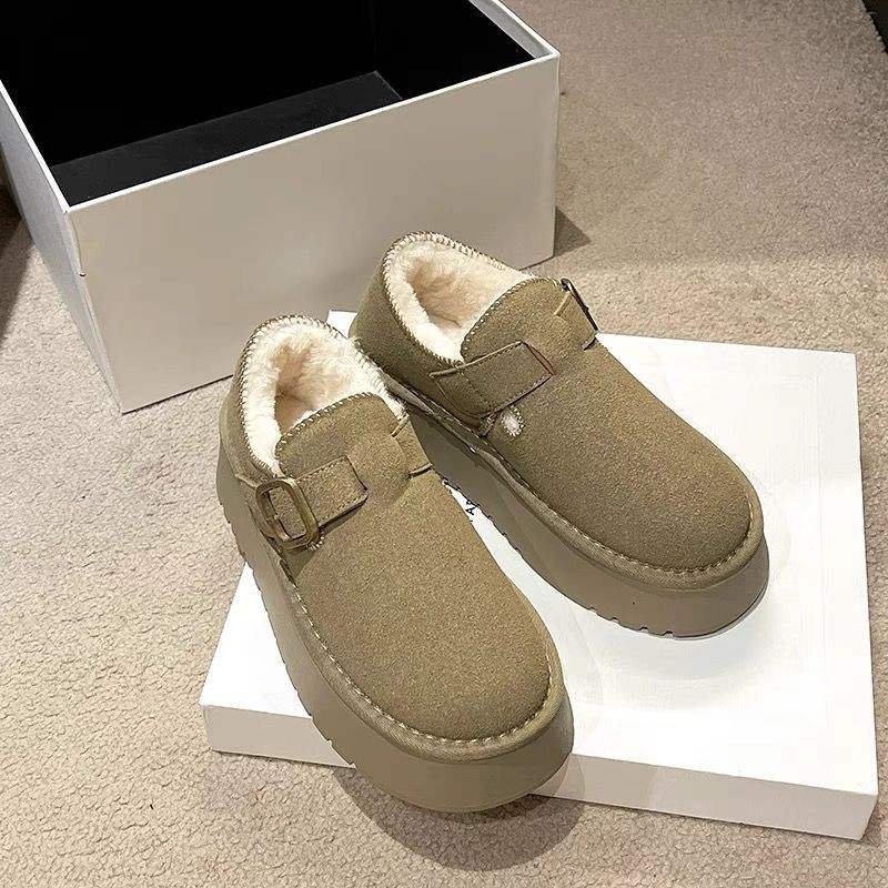 加绒加厚休闲棉鞋女2024冬季新款乐福鞋保暖勃肯鞋抗寒防滑雪地靴
