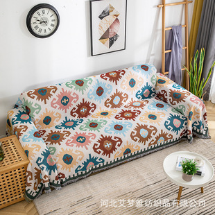 北欧双面全盖ins沙发布浅色几何沙发巾沙发毯沙发套沙发垫盖布