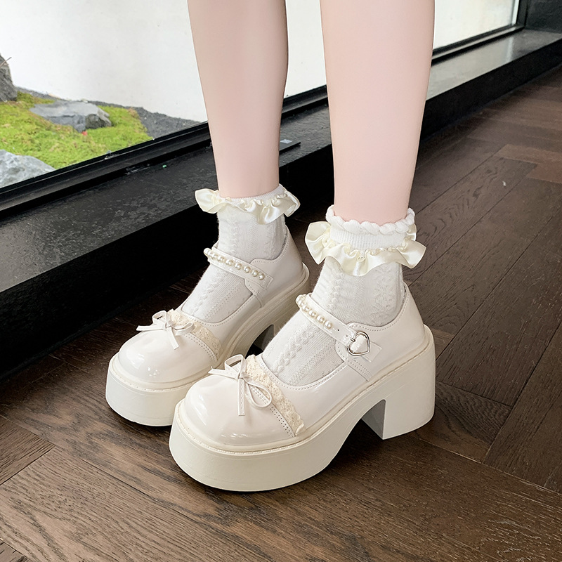 法式小香风松糕玛丽珍单鞋女2025春夏新款厚底配裙子珍珠jk小皮鞋