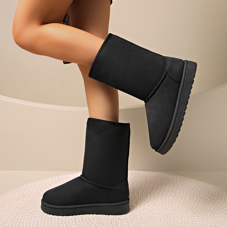 雪地靴女冬加绒加厚底中长筒2025年新款冬季防水防滑雪地棉鞋大码