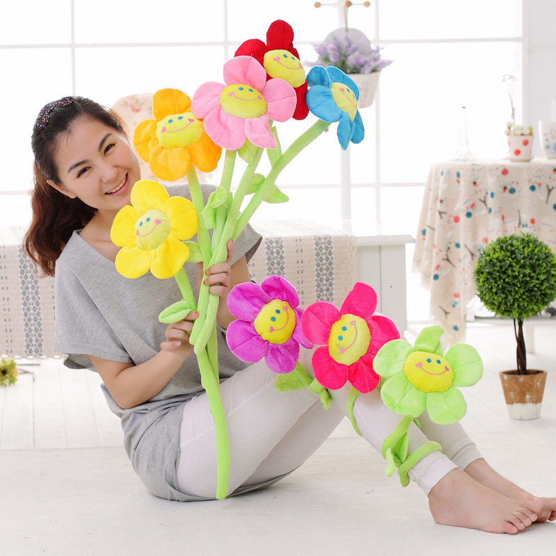 批发卡通太阳花向日葵 创意窗帘花扣 毛绒玩具儿童婚庆娃娃礼物