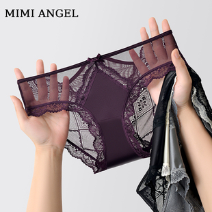 Mimi Angel高颜值法式蕾丝内裤女性感新款纯欲女生纯棉裆三角裤头