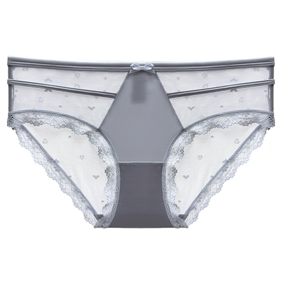 MimiAngel爱心刺绣网纱蕾丝内裤