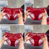 红色本命年内裤 女蕾丝法式 无痕轻薄红内裤 2026新款 性感女生礼盒装