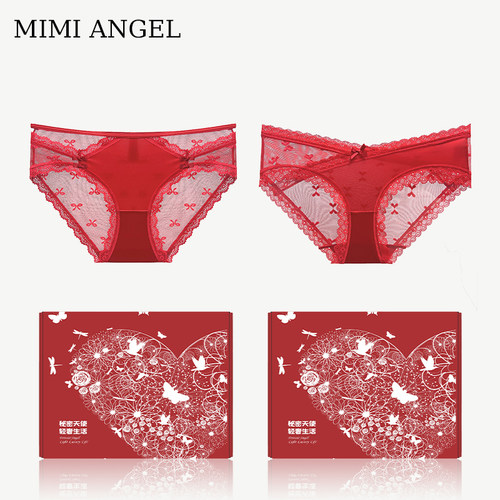 MimiAngel红色本命年蕾丝内裤女