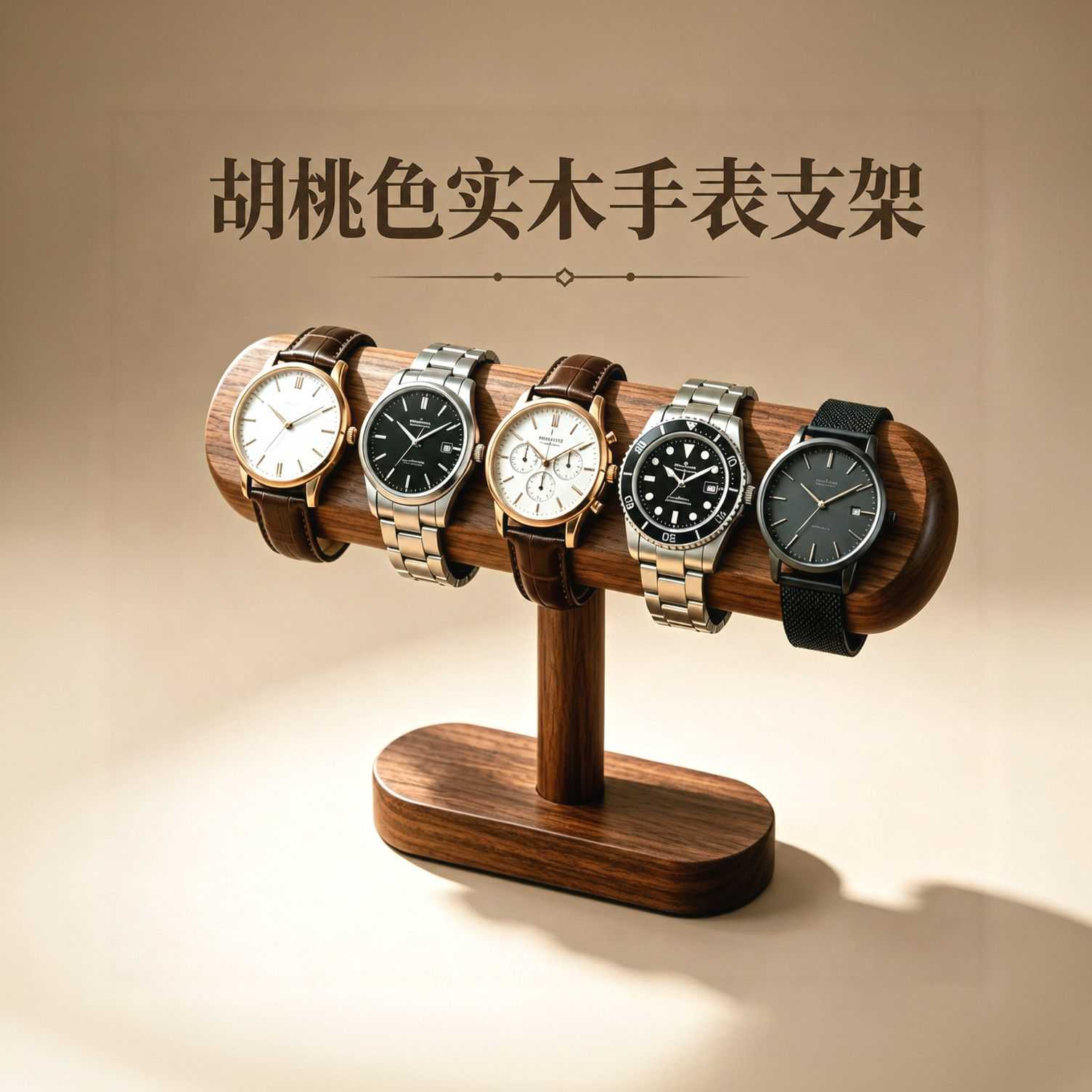 实木手表支架家用桌面腕表展示架胡桃木首饰手串收纳陈列置物托架