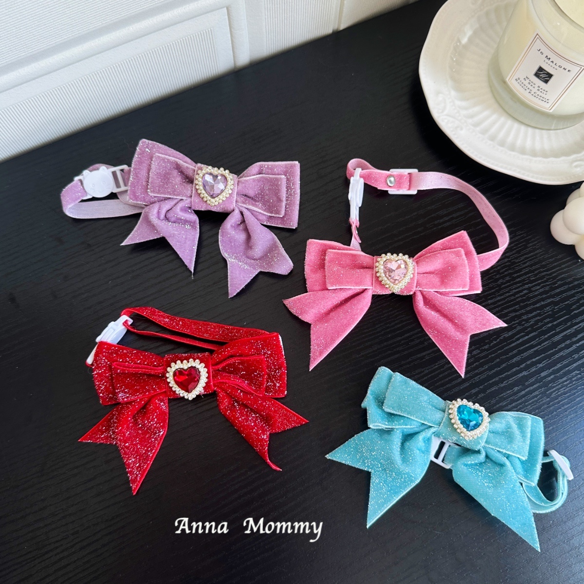 宠物狗狗项圈猫咪脖圈可爱水钻蝴蝶结小狗装饰品领结泰迪比熊布偶