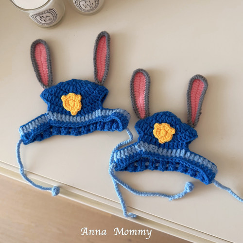 网红猫咪帽子宠物手工针织帽可爱兔子警官幼猫小狗狗装扮拍照cos