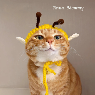 猫咪帽子狗狗变装帽可爱蜜蜂头套搞怪装扮搞笑宠物拍照道具头饰