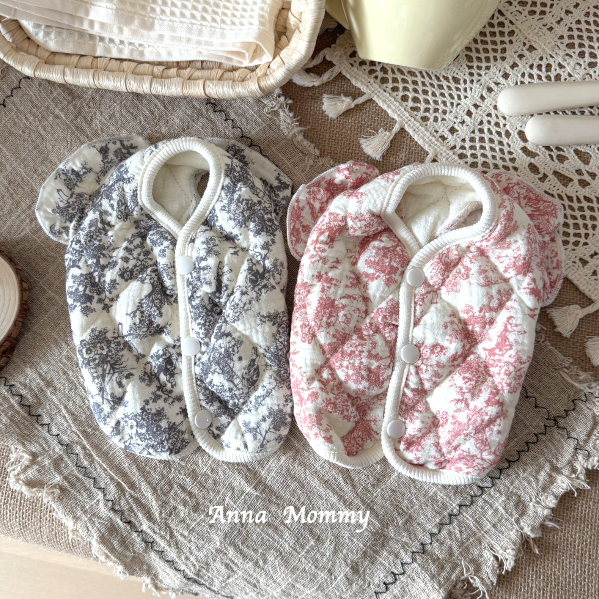 中式水墨风宠物衣服秋冬款马甲舒适保暖可爱飞袖背心猫咪小型犬