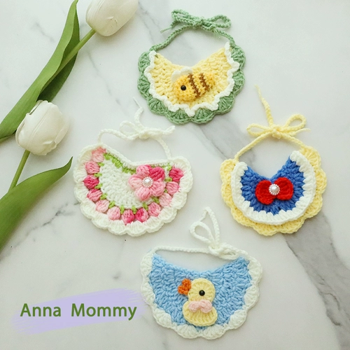 Нагрудник ручной работы, плетеный шерстяной шарф, милый трикотажный слюнявчик, аксессуар с бантиком