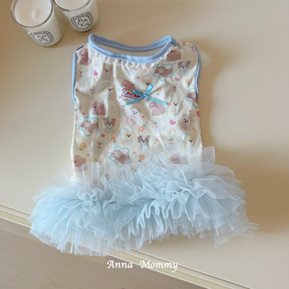 狗狗衣服春夏新款背心卡通印花公主裙宠物猫咪比熊泰迪布偶服饰
