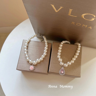 狗狗项圈宠物珍珠项链法式人鱼泪滴颈链猫咪脖圈装饰品泰迪英短