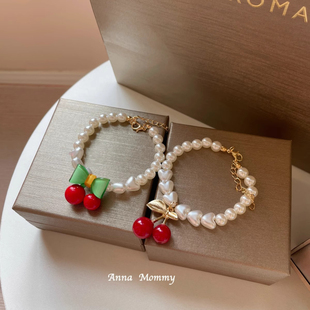 猫咪宠物樱桃项圈狗狗珍珠项链潮流高级拍照德文布偶泰迪手工饰品