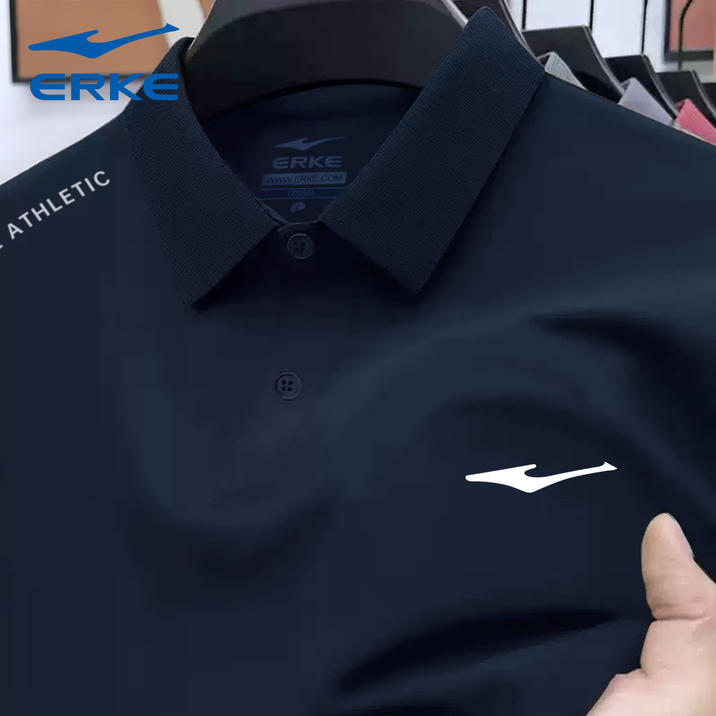 鸿星尔克短袖t恤运动男装夏季2026新款冰感速干衣纯色透气polo衫