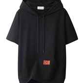 2021新款 短袖 大码 夏季 女装 秋款 连帽卫衣t恤女宽松半袖 带帽上衣潮