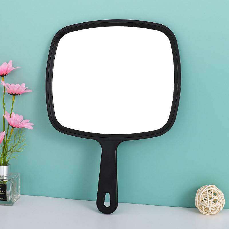 特大号高清化妆镜方形手柄镜圆形可携式手持镜美容院发廊镜子化妆