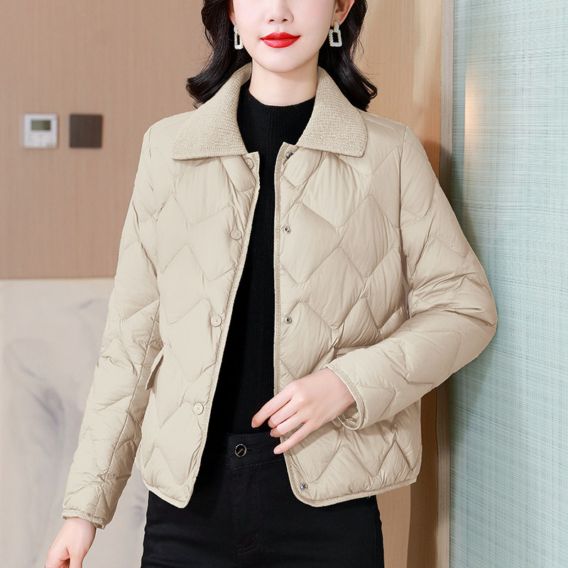 小个子妈妈冬装时尚菱格短款棉服女2026冬季新款轻薄时尚保暖外套