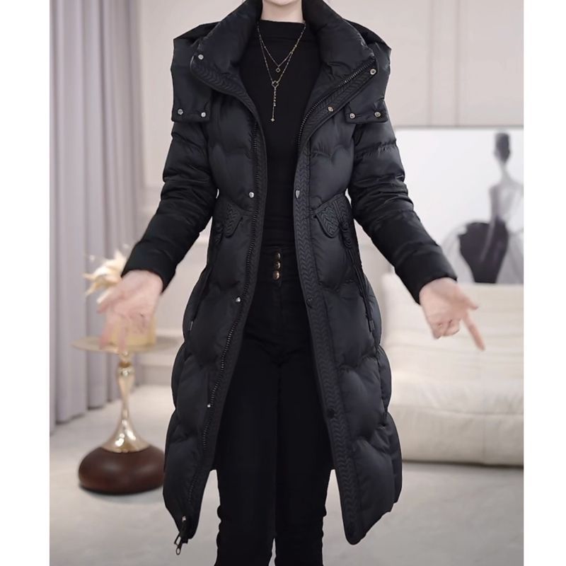 高档羽绒服女中长款过膝加厚白鸭绒2025冬季修身时尚保暖爆款外套