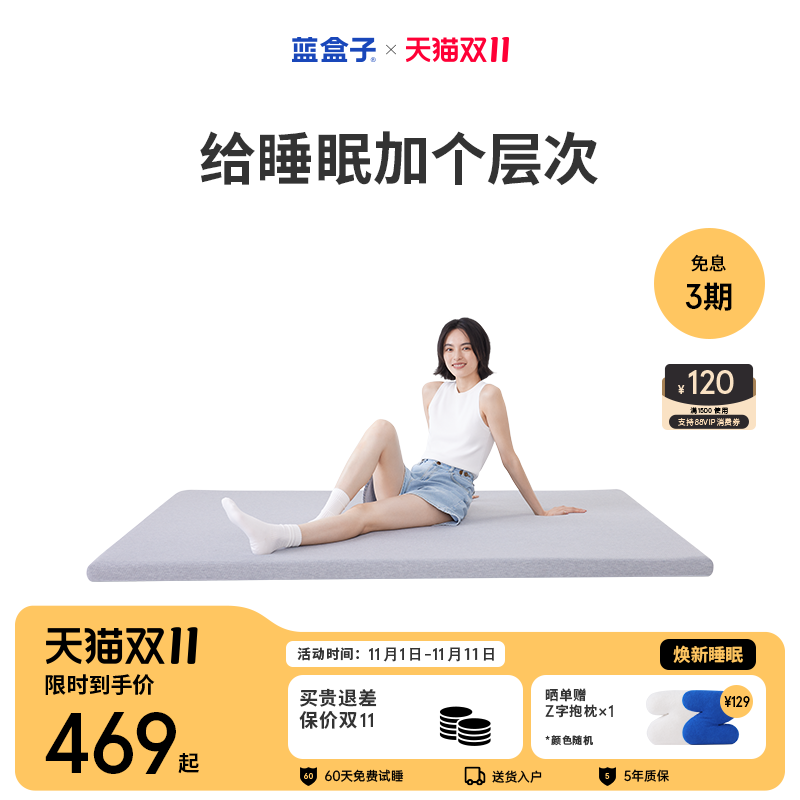 蓝盒子小蓝垫T1榻榻米记忆棉床垫薄垫90地铺睡垫学生宿舍床褥垫子属于什么档次？