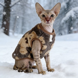 德文猫咪衣服2025新款 加厚加绒秋冬 冬天宠物可牵引绒衣保暖冬装