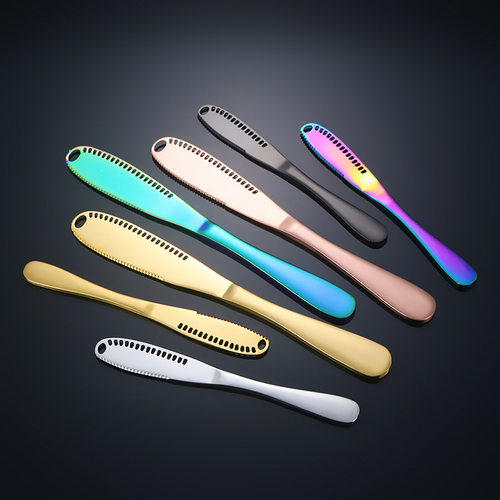 亚马逊430不锈钢黄油刀 带孔牛油刀面包果酱奶酪芝士抹刀奶油刀