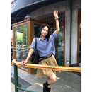 5折断码 任小艺翻边单排开扣短袖 闭店福利 上衣 衬衫 女夏季