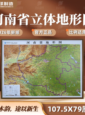 【木纹横版精雕】河南省地形图 3D凹凸 三维立体浮雕 107.5*79cm