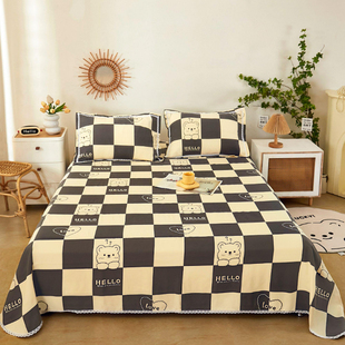 四季布原棉细纱老粗布床单三件套防滑透气软席床上用品床单枕套s