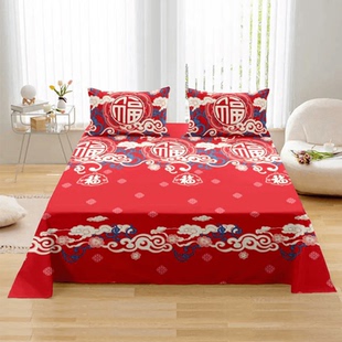 新款四季布原棉细纱老粗布床单三件套透气软席床上用品床单枕套t