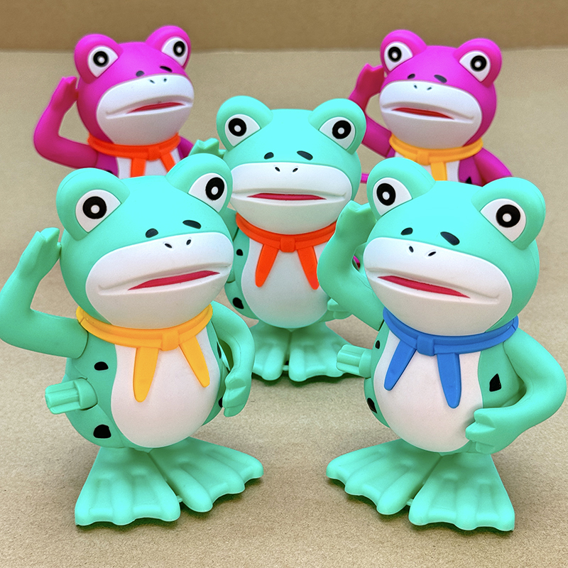 网红上链弦发条玩具跳跳卖崽青蛙卡通动物可爱男女孩学爬互动3岁