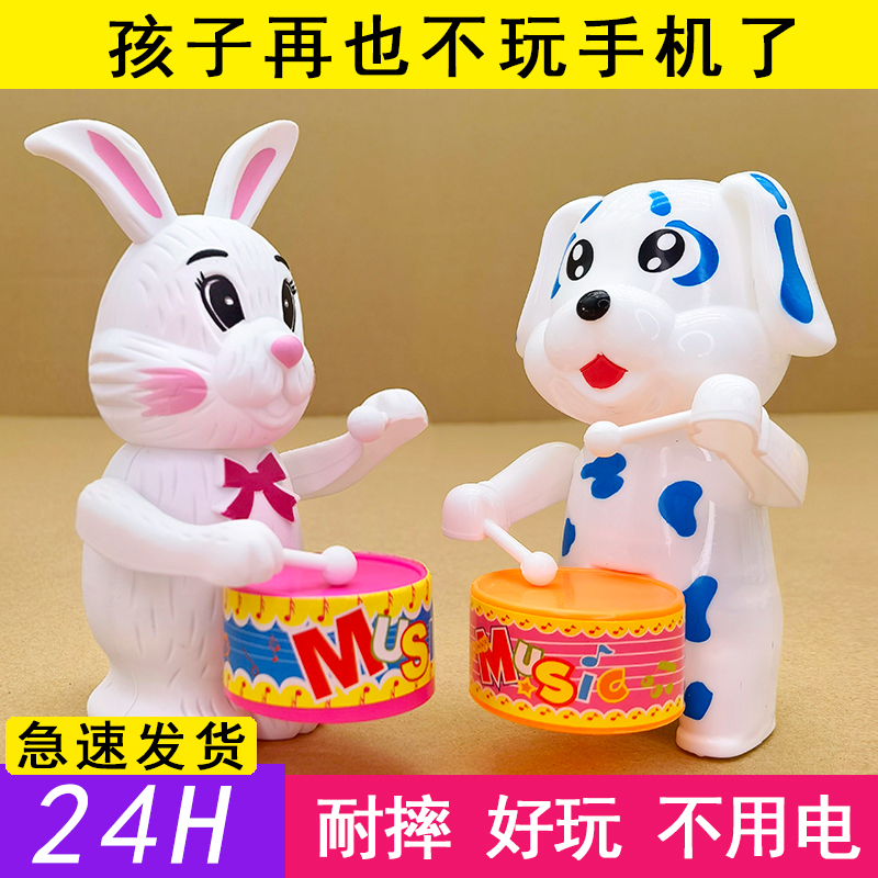 网红发条打鼓兔子玩具儿童