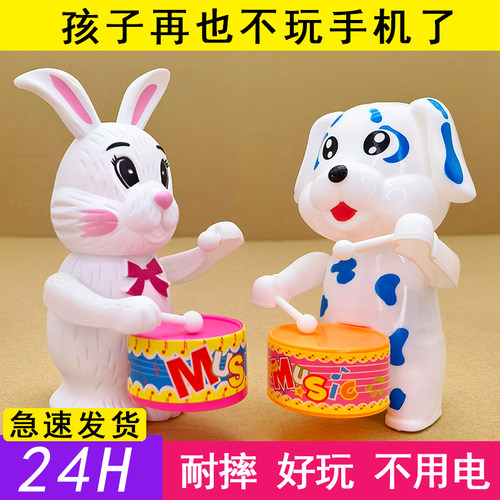网红发条打鼓兔子玩具儿童