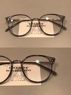 清冷椰子灰圆框高级感眼镜框配有度数超轻防蓝光近视素颜男女大框