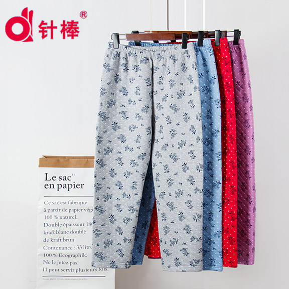 针棒 中老年夹棉保暖裤加肥加大码女棉裤老人加厚纯棉秋冬居家服
