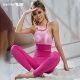 yoyomeat性感条纹裸感瑜伽背心细带美背运动内衣蜜桃臀健身裤 套装