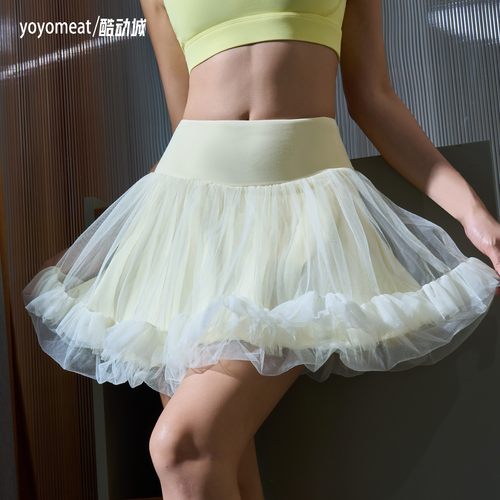 yoyomeat小清新网纱瑜伽运动短裙
