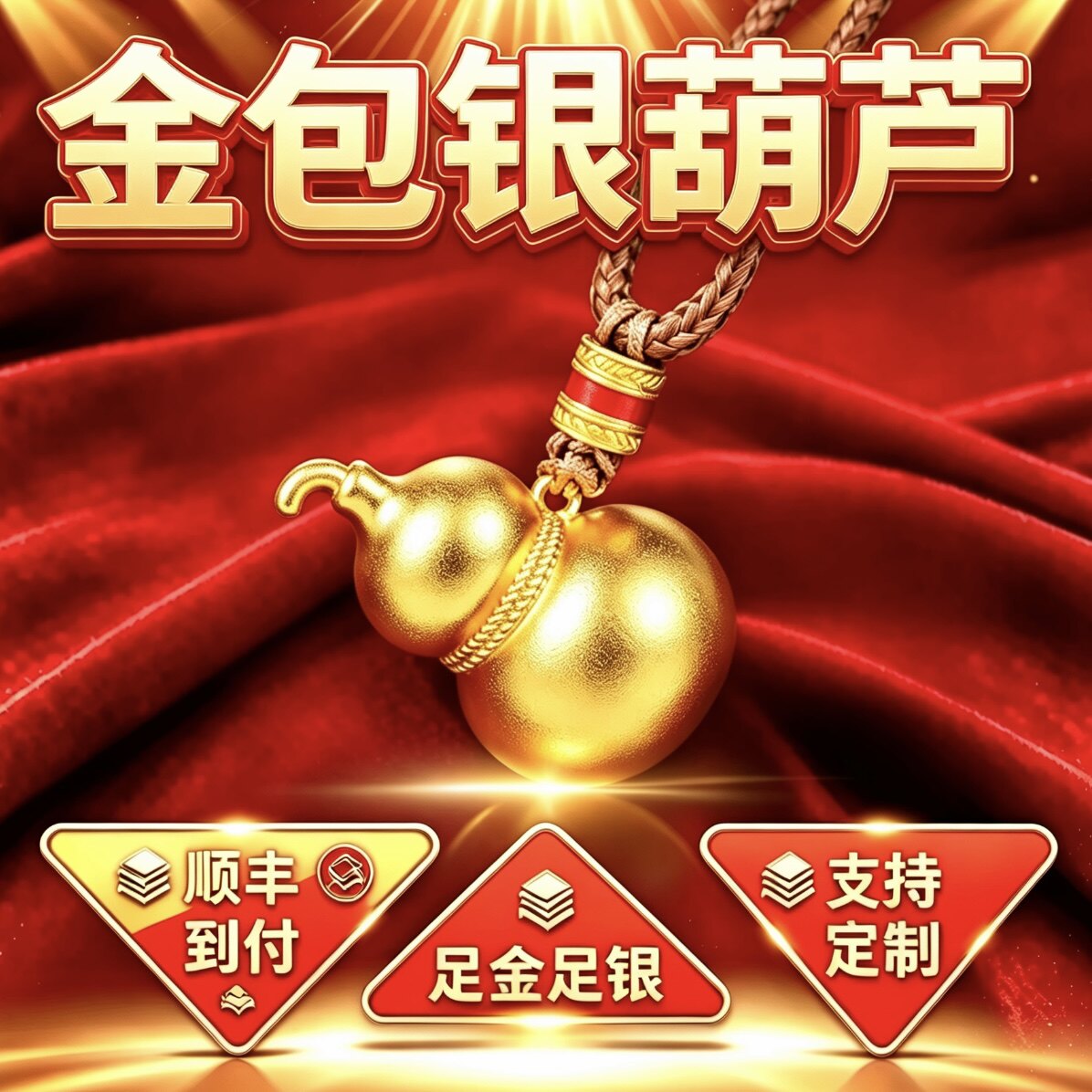 金包银古法传承福禄葫芦吊坠男女情侣项链节日礼物送女友送妈妈
