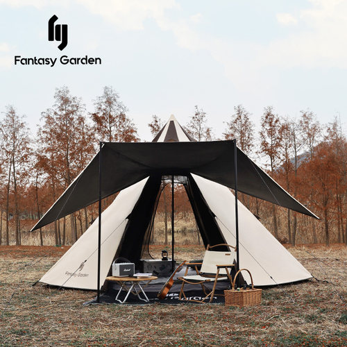 户外露营黑胶金字塔天幕帐篷