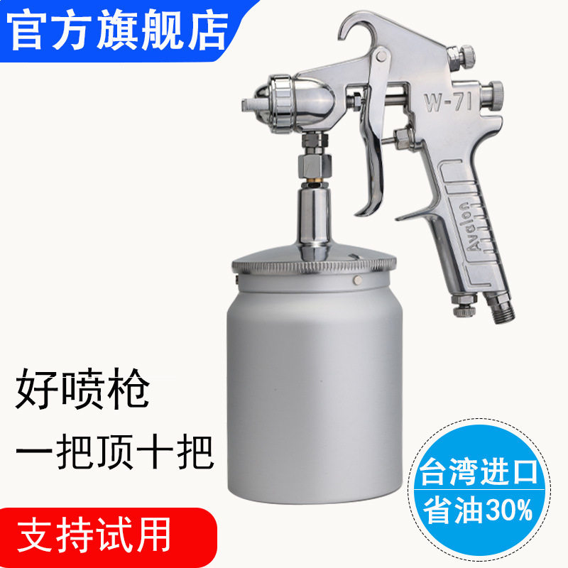台湾进口W-71面漆喷漆枪高雾化汽车家具W-77手持油漆喷枪气动工具