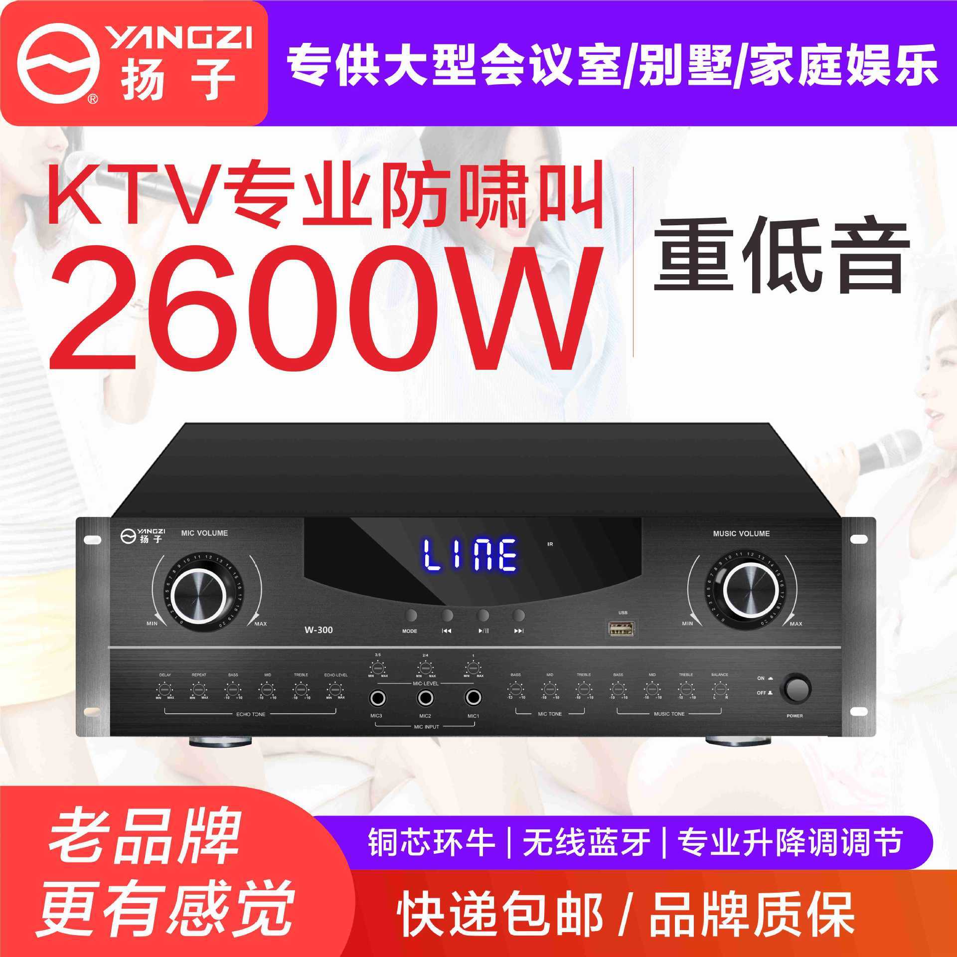 扬子蓝牙功放机大功率家用K歌音响插卡收音舞台3D立体影视功放机