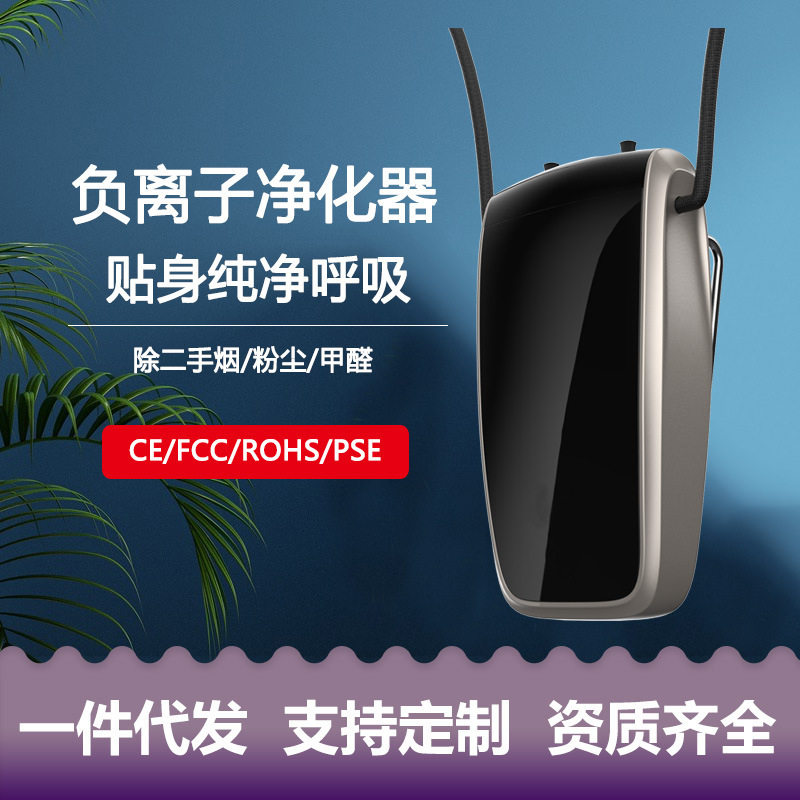 车载负离子空气净化器 随身小型挂脖项链清新机跨境家电