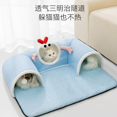 新款夏季透气宠物窝猫隧道猫窝狗窝通道迷可折叠四季通用钻洞玩具