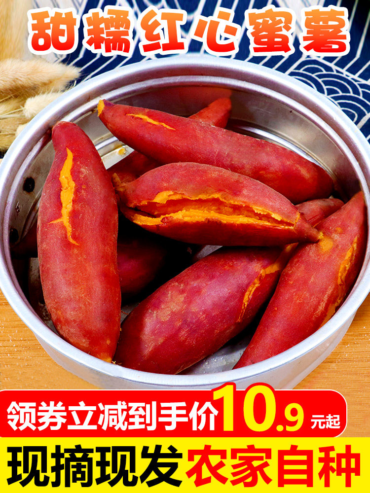 蜜薯糖心红薯现挖新鲜沙地番薯9斤农家自种西瓜红地瓜板栗味山芋5