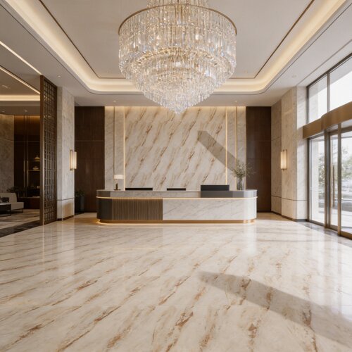 暖色黄色奢石地砖600*1200瓷砖别墅酒店大厅KTV定制地板砖75*150